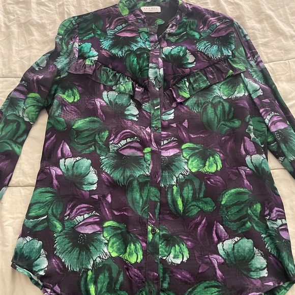Sandro green purple blouse size 2 new never worn - Picture 6 of 6